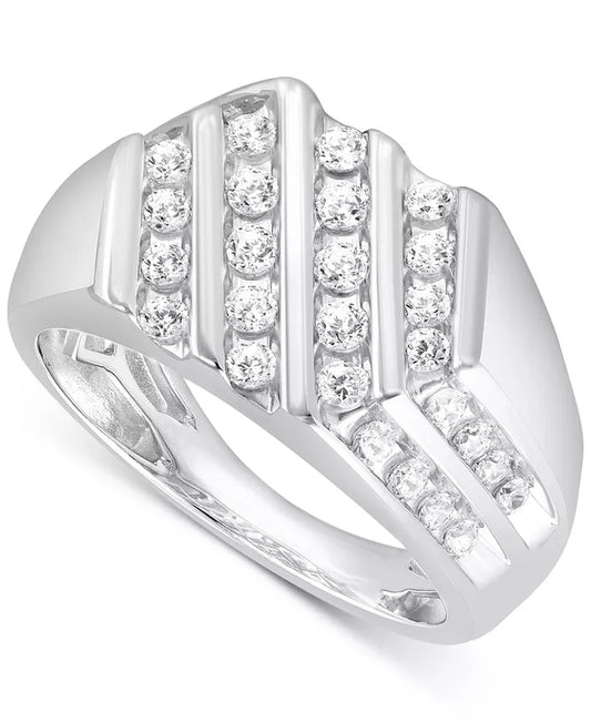 Men'S Diamond Diagonal Channel-Set Ring (1 Ct. T.W.) in 10K White Gold