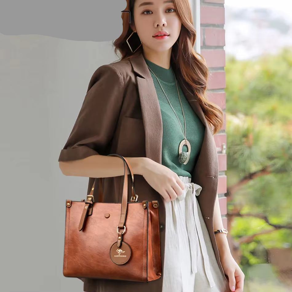 3 Layers Casual Tote Vintage Ladies Tote Hand Bag Leather Luxury Handbags Women Designer Bags for Women 2024 Sac a Main Femme