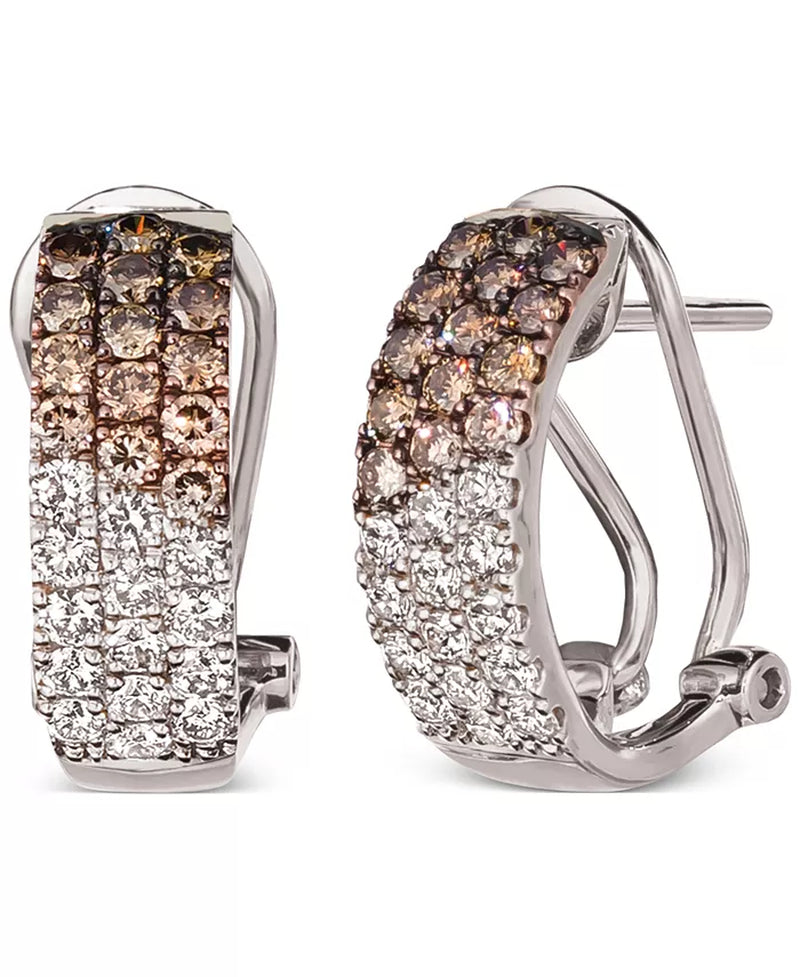 Ombrã© Chocolate Diamond & Nude Diamond (1-1/4 Ct. T.W.) Omega Hoop Earrings in 14K Rose Gold, White Gold or Yellow Gold