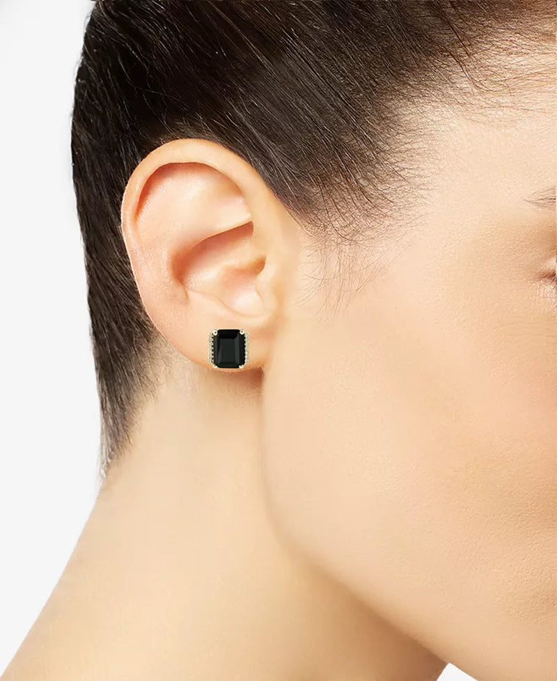 Onyx & Diamond Accent Stud Earrings in 14K Gold