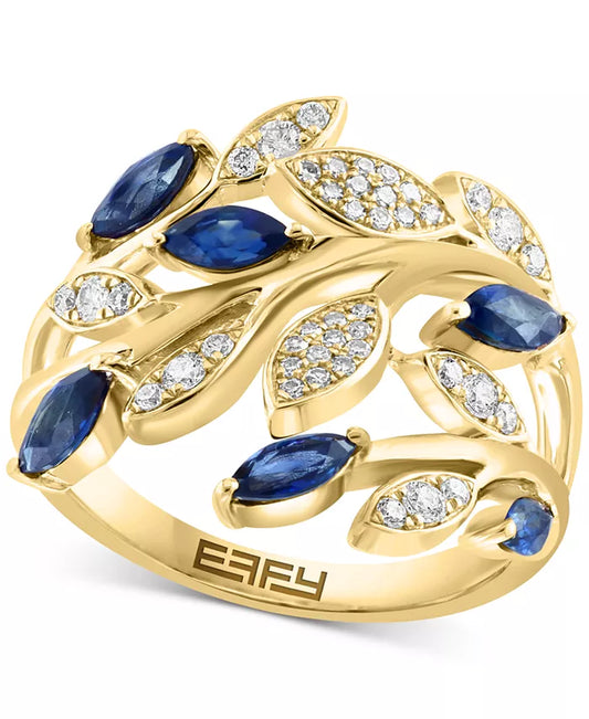 EFFYÂ® Sapphire (3/4 Ct. T.W.) & Diamond (1/4 Ct. T.W.) Vine Ring in 14K Gold