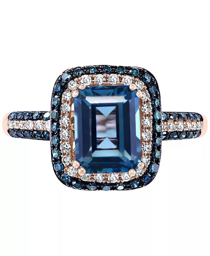 EFFYÂ® London Blue Topaz (2-1/5 Ct. T.W.) & Diamond (1/2 Ct. T.W.) Statement Ring in 14K Rose Gold