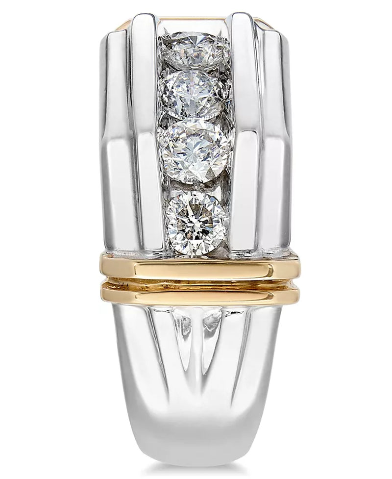 Men'S Diamond (1 Ct. T.W.) Ring in 10K White and Yellow Gold