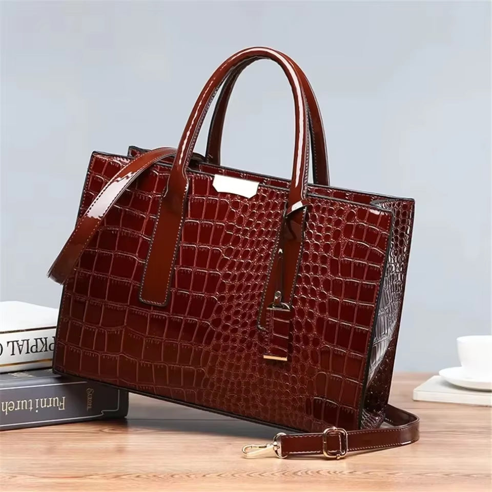 Large Capacity Crocodile Pattern Women Shoulder Tote Bag Leather Purses and Handbags for Women Designer Luxury Ladies Hand Bags