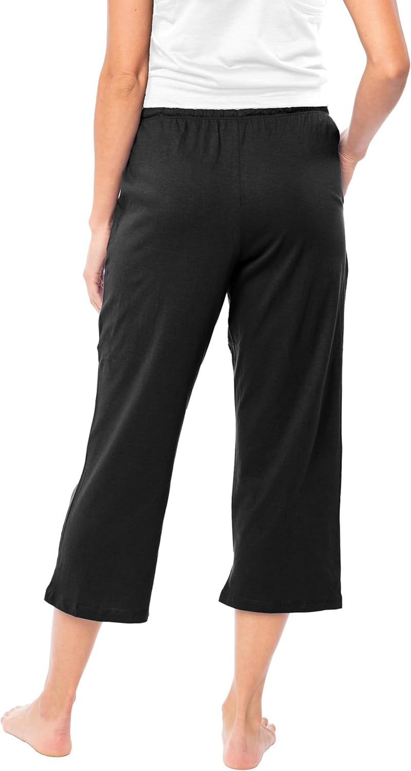 Women'S 3 Pack Cotton Lounge Pants | Sleep -Capri -Yoga Style Drawstring PJ Bottoms