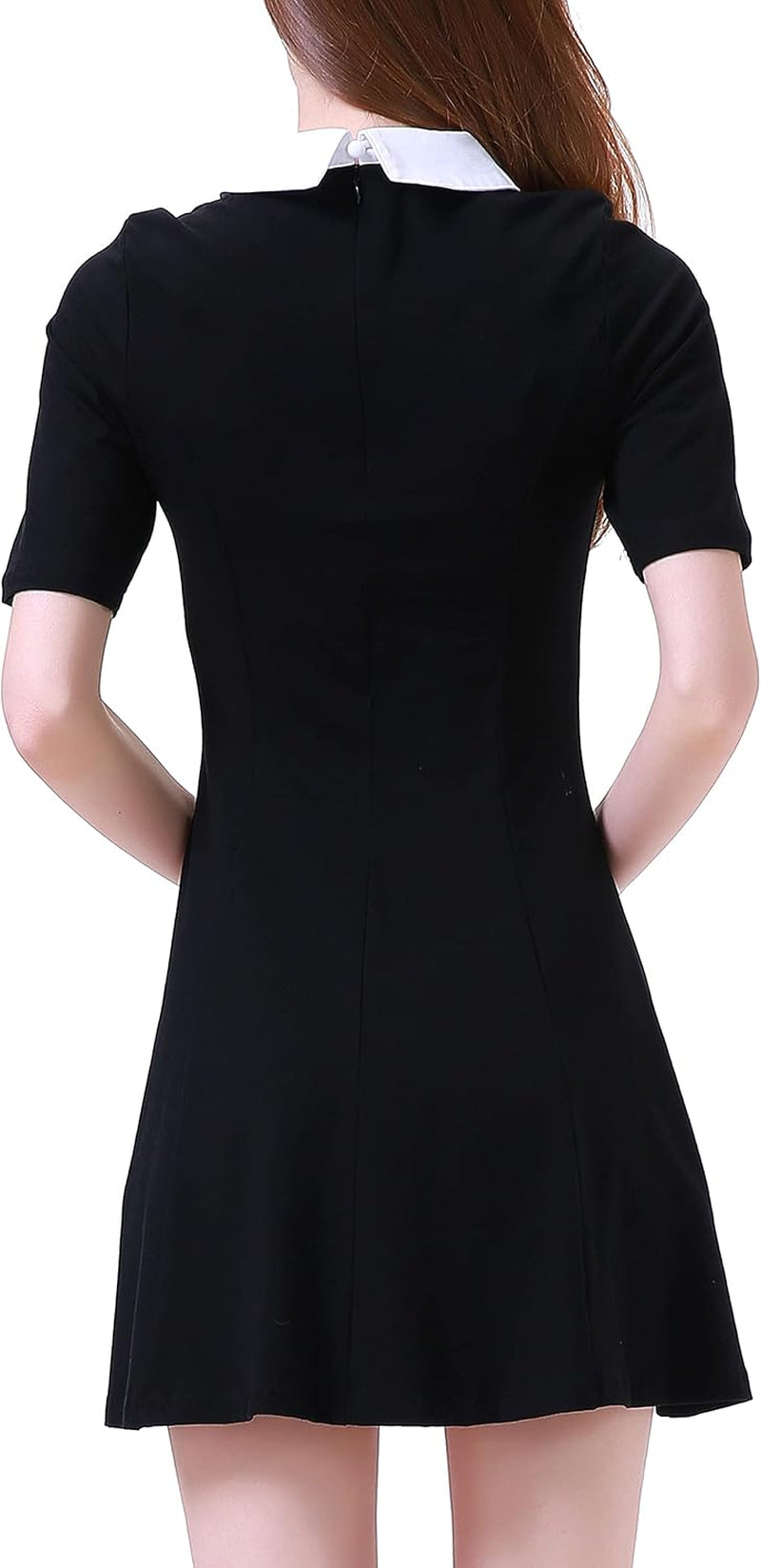 Women'S Short Sleeve Peter Pan Collar Cute Skater Dress Fit and Flare A-Line Casual Dresses