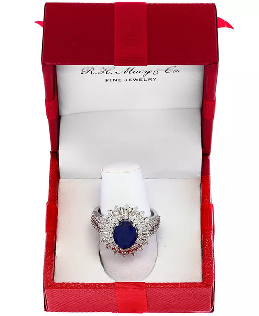 EFFYÂ® Ruby (1-7/8 Ct. T.W.) & Diamond (1/4 Ct. T.W.) Halo Statement Ring in 14K White Gold (Also in Sapphire and Emerald)