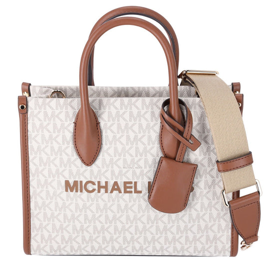 Michael Kors Mirella Small Top Zip Shopper Crossbody Bag Vanilla MK Signature