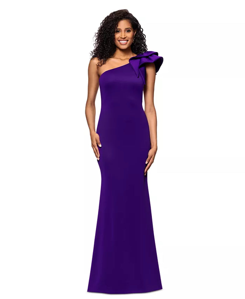 Women'S One-Shoulder Scuba Crepe Gown