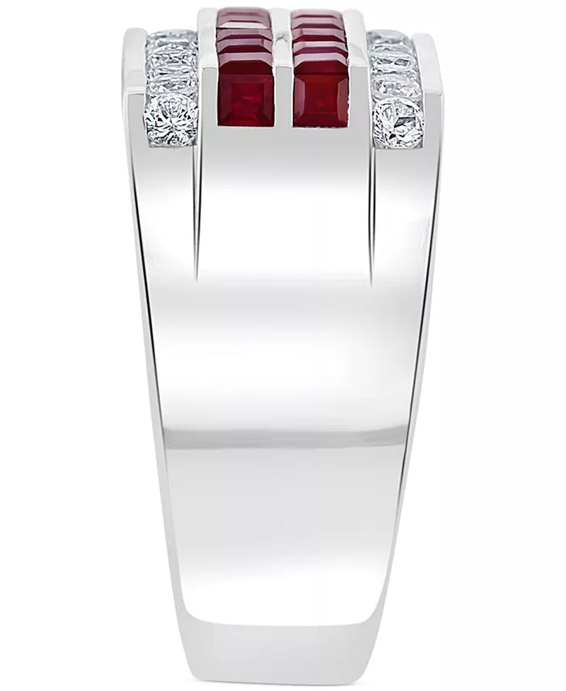 EFFYÂ® Men'S Ruby (1 Ct. T.W.) & White Sapphire (1-1/4 Ct. T.W.) Ring in Sterling Silver