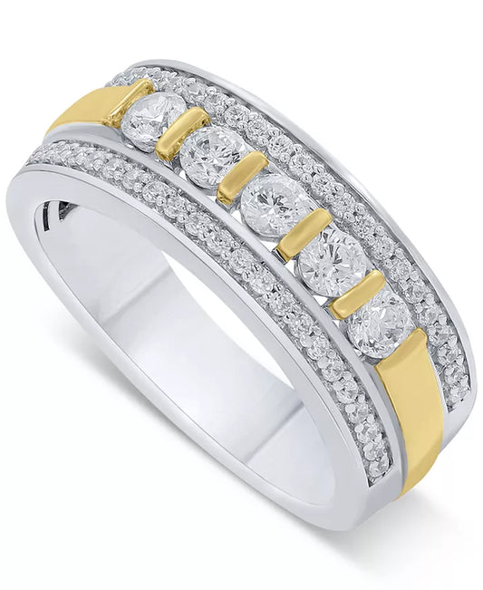 Men'S Diamond Openwork Band (1 Ct. T.W.) in 10K Two-Tone Gold