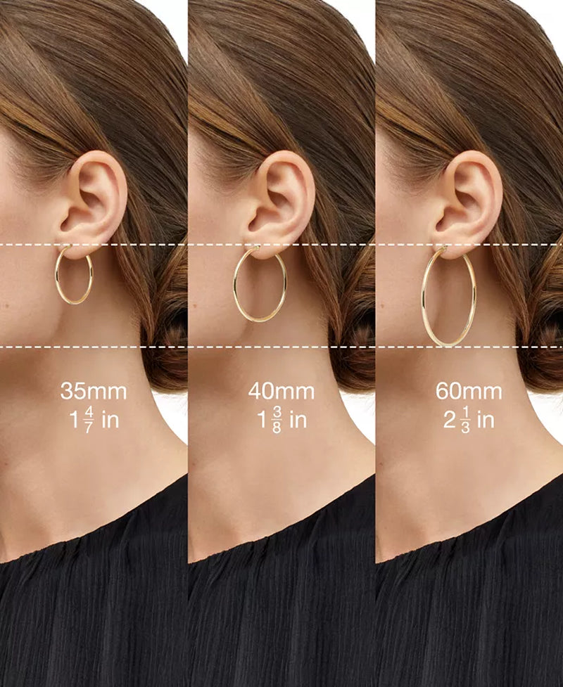 Glitter Hoop Earrings in 14K Rose Gold, White Gold or Gold