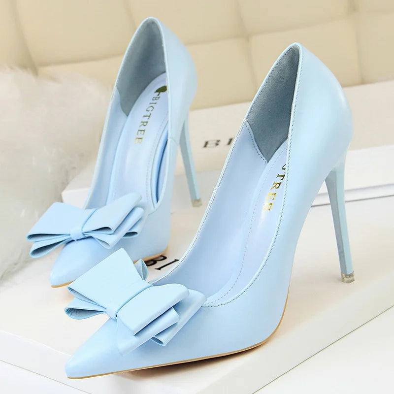 Shoes Bow-Knot Pumps Women High Heels 2025 Fashion Women Heels Lady Stiletto Shoes Wedding Shoes Classic Pumps Footwear