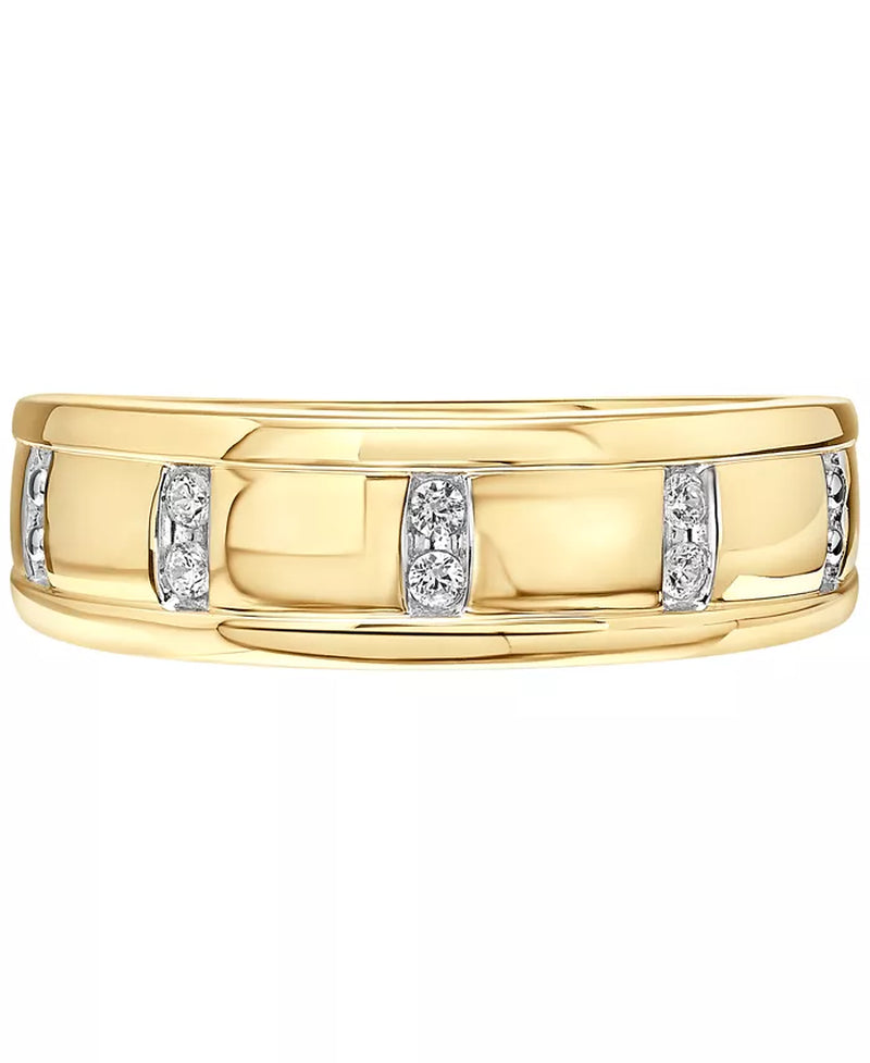 Men'S Diamond Band (1/10 Ct. T.W.) in 10K Yellow Gold and 10K White Gold