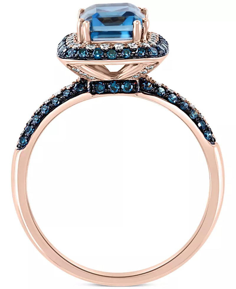 EFFYÂ® London Blue Topaz (2-1/5 Ct. T.W.) & Diamond (1/2 Ct. T.W.) Statement Ring in 14K Rose Gold