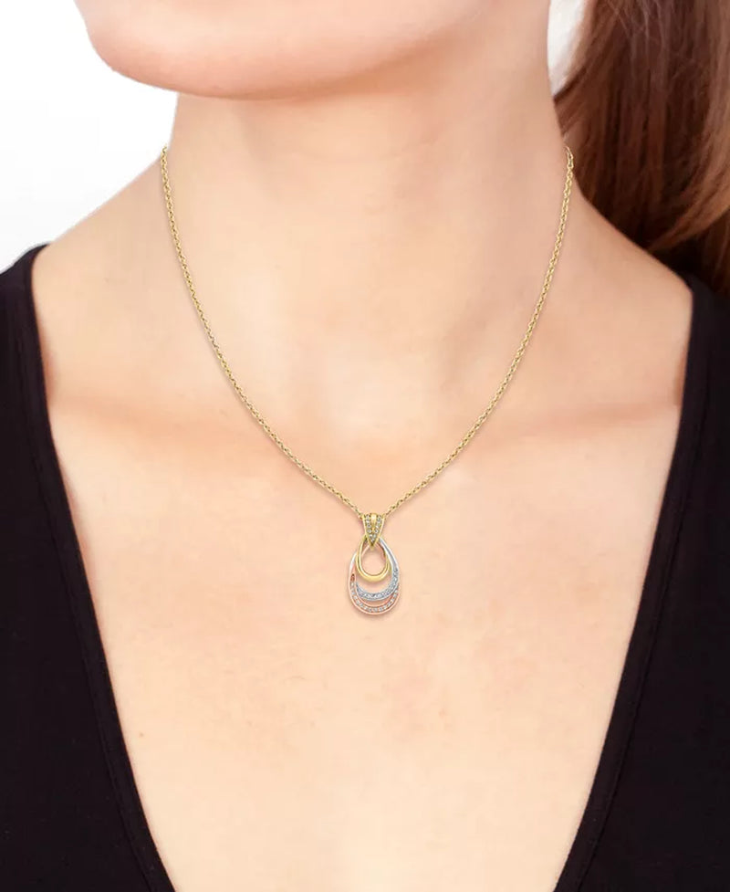 EFFYÂ® Diamond Interlocking Open Drop Pendant Necklace (1/6 Ct. T.W.) in 14K Tricolor Gold