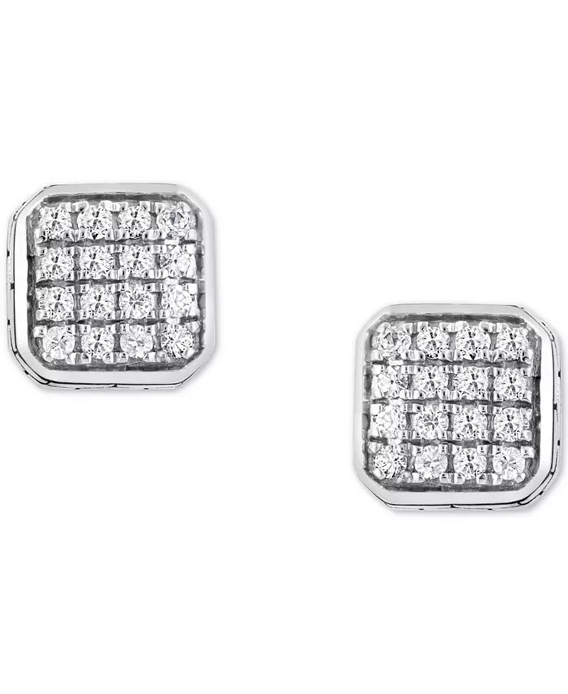 EFFYÂ® Men'S White Sapphire Square Cluster Stud Earrings (5/8 Ct. T.W.) in Sterling Silver