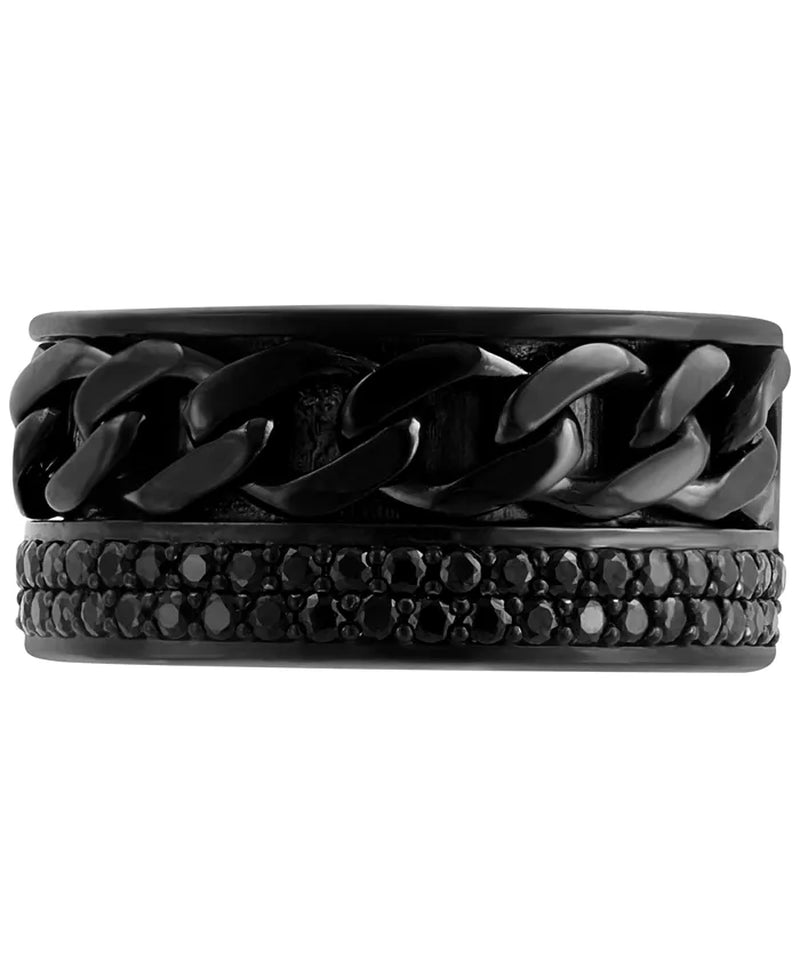 EFFYÂ® Men'S Black Spinel Pavã© Chain Link Ring (1 Ct. T.W.) in Black Pvd-Plated Sterling Silver