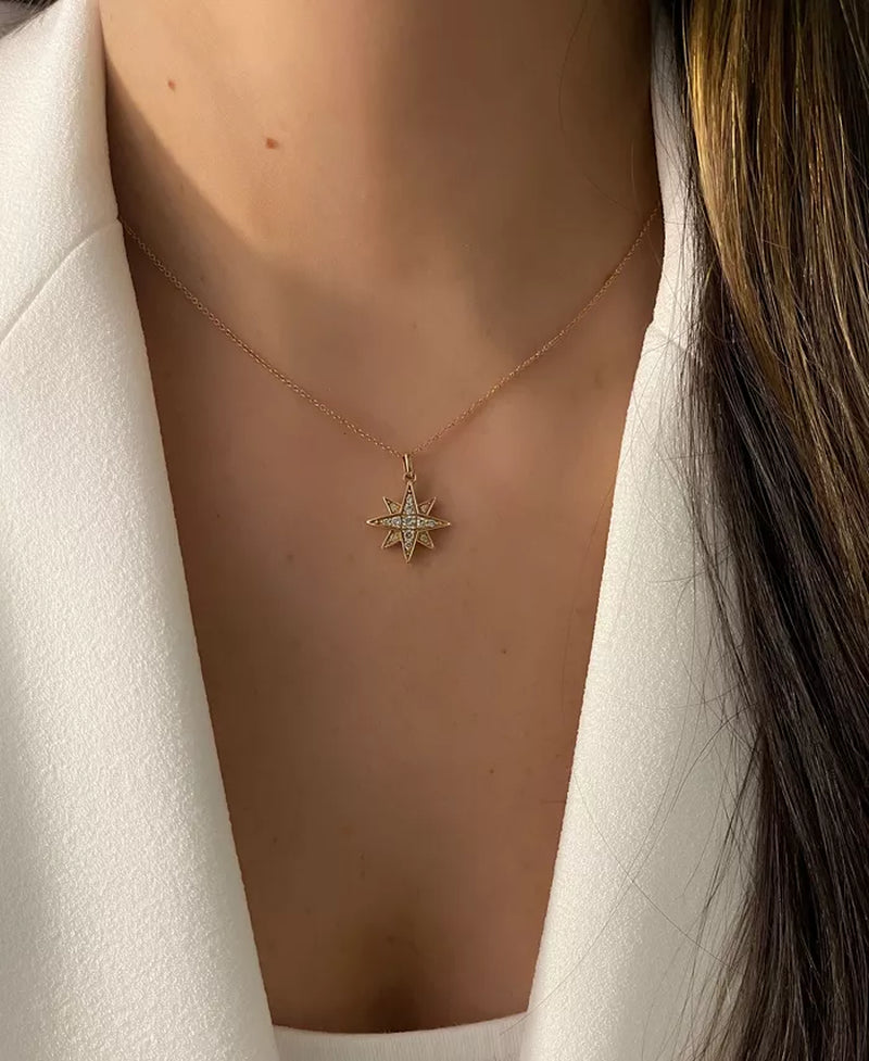 Strawberry & Nudeâ¢ Diamond Star Pendant Necklace (1/4 Ct. T.W.) in 14K Gold or Rose Gold