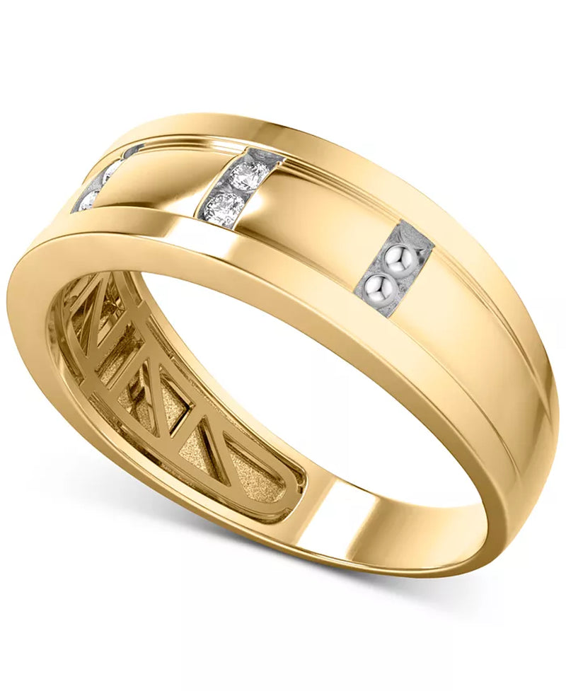 Men'S Diamond Band (1/10 Ct. T.W.) in 10K Yellow Gold and 10K White Gold