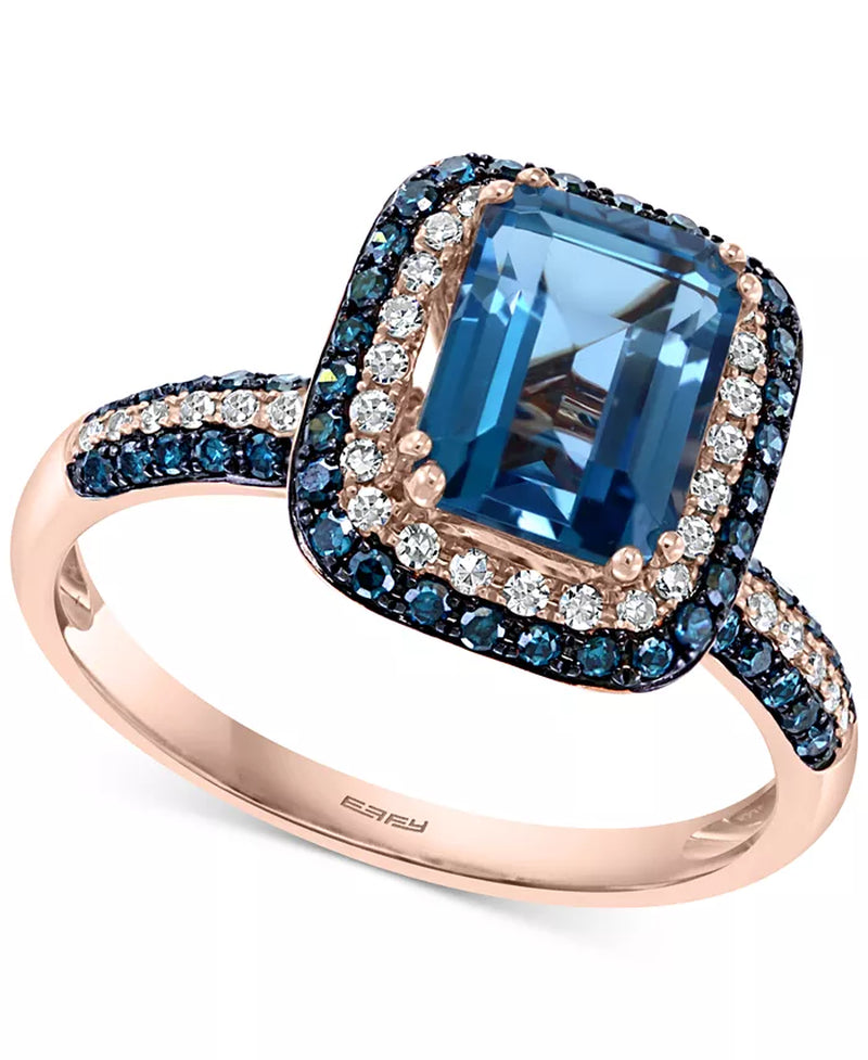 EFFYÂ® London Blue Topaz (2-1/5 Ct. T.W.) & Diamond (1/2 Ct. T.W.) Statement Ring in 14K Rose Gold