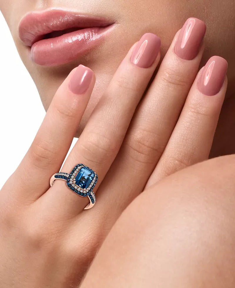 EFFYÂ® London Blue Topaz (2-1/5 Ct. T.W.) & Diamond (1/2 Ct. T.W.) Statement Ring in 14K Rose Gold