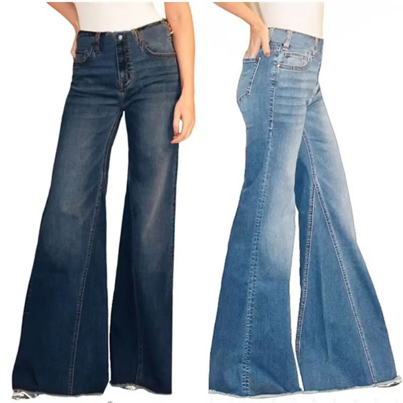 Vintage Y2K Fringe Tassel Low-Rise Slim Hip Bell-Bottom Mom Jeans Streetwear Loose Wide Leg Distressed Flare Melody Denim Pants