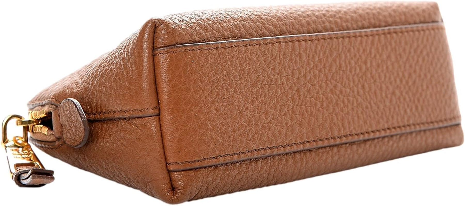 Vitello Daino Cannella Brown Leather Small Cosmetic Case Bag