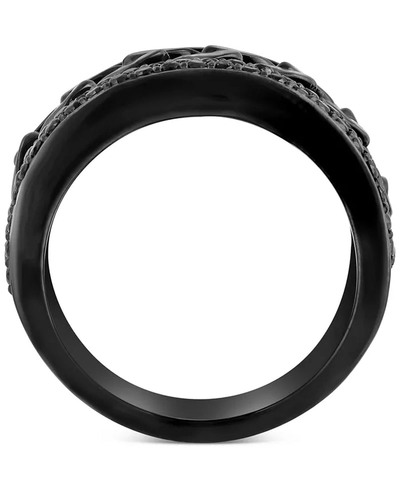 EFFYÂ® Men'S Black Spinel Pavã© Chain Link Ring (1 Ct. T.W.) in Black Pvd-Plated Sterling Silver