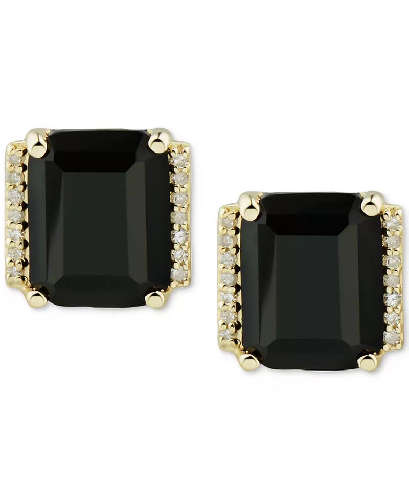 Onyx & Diamond Accent Stud Earrings in 14K Gold