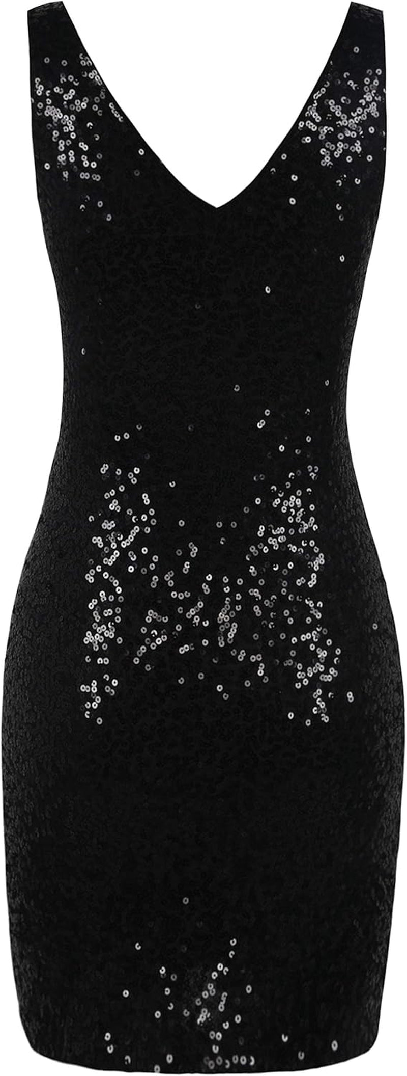 Women'S Sequin Cocktail Dress V Neck Bodycon Glitter Party Dress