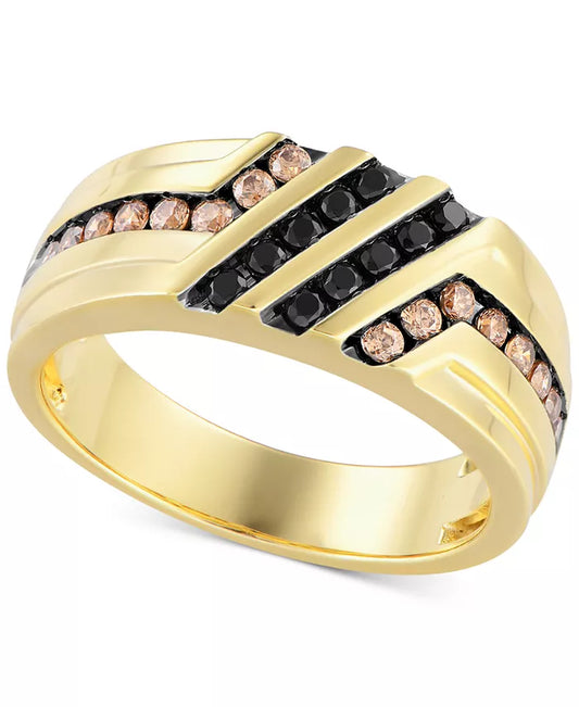 Men'S Black & Brown Diamond Ring (1/2 Ct. T.W.) in 10K Gold