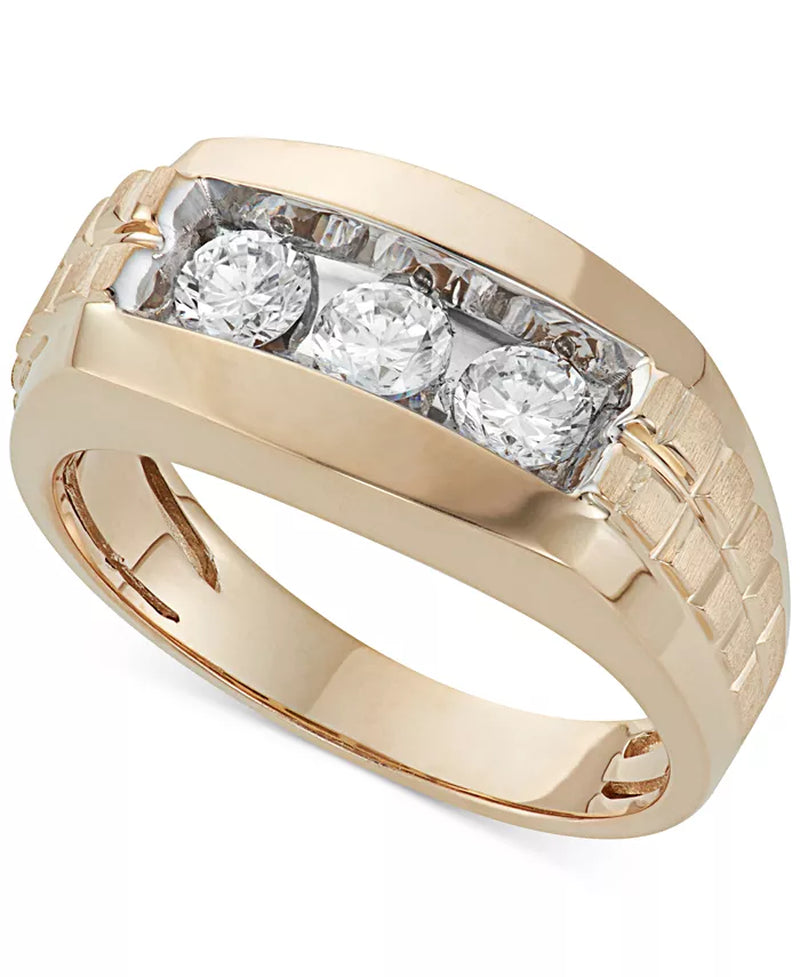 Men'S Diamond Trinity Ring (1 Ct. T.W.) in 10K Gold