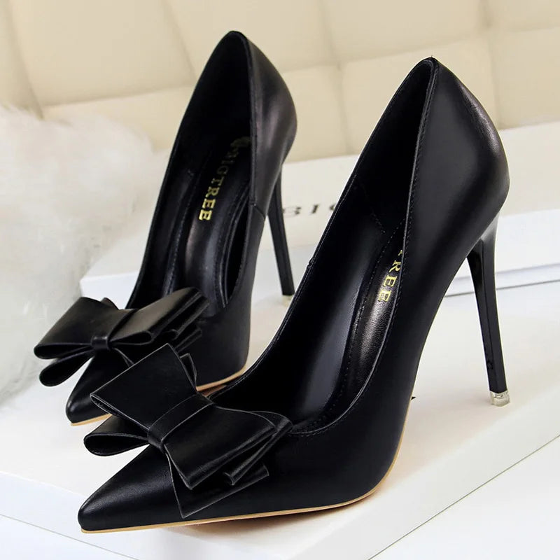 Shoes Bow-Knot Pumps Women High Heels 2025 Fashion Women Heels Lady Stiletto Shoes Wedding Shoes Classic Pumps Footwear