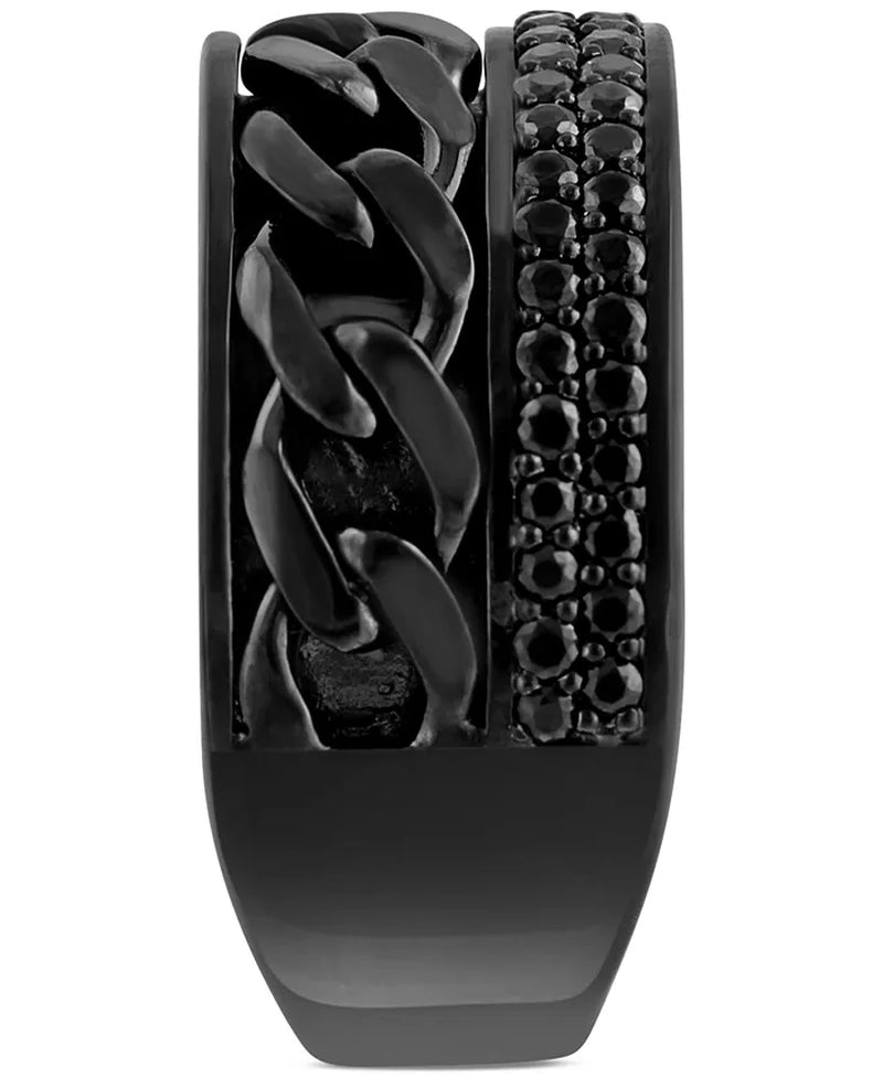 EFFYÂ® Men'S Black Spinel Pavã© Chain Link Ring (1 Ct. T.W.) in Black Pvd-Plated Sterling Silver