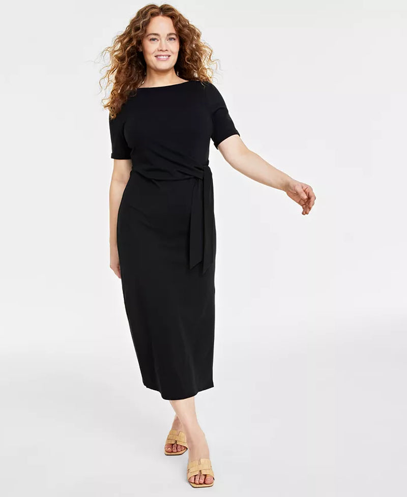 Women'S Crewneck Wrap Tie Dress, Created for Macy'S