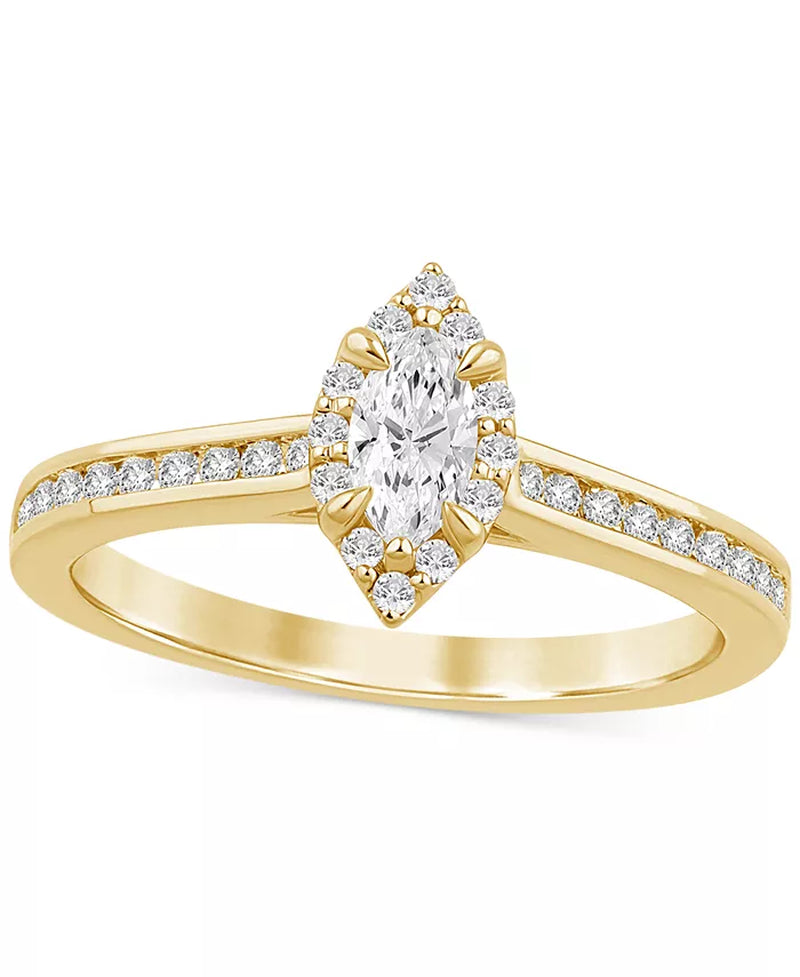 Diamond Marquise Halo Engagement Ring (1/2 Ct. T.W.) in 14K Gold