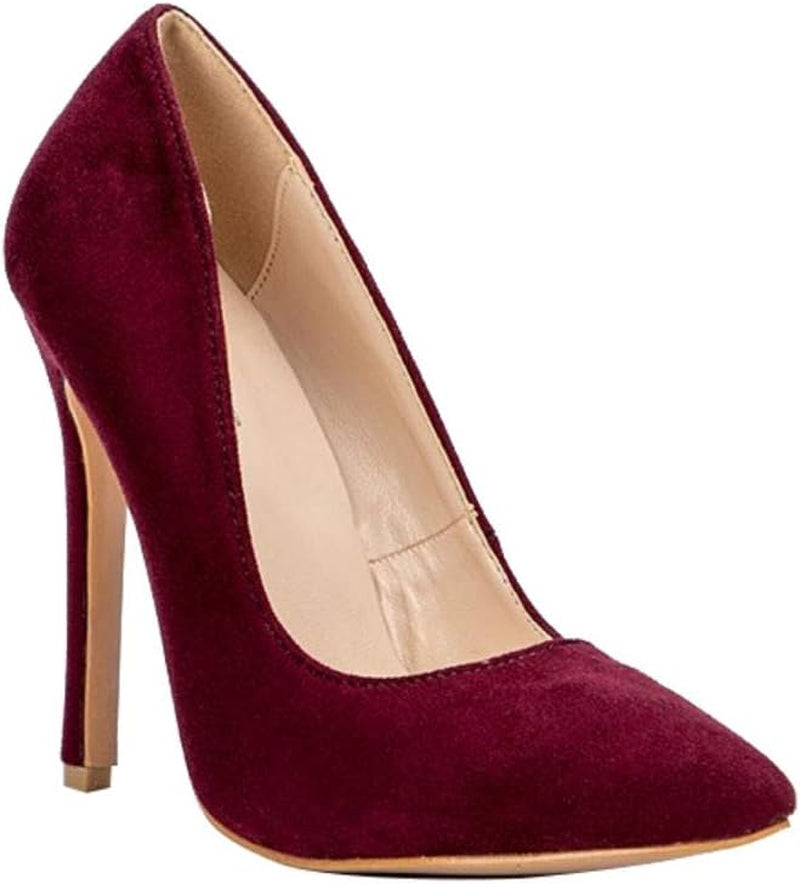 Burgundy Suede High Heels Pumps