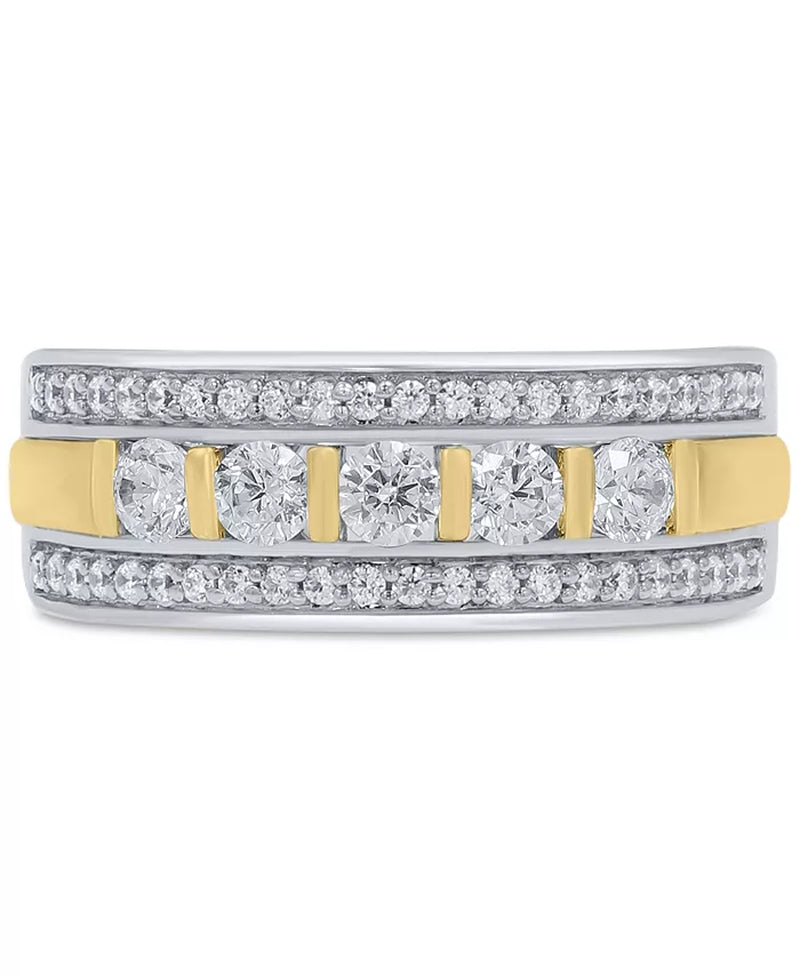 Men'S Diamond Openwork Band (1 Ct. T.W.) in 10K Two-Tone Gold