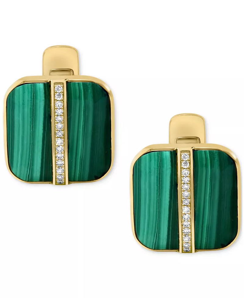 EFFYÂ® Men'S Malachite & Diamond (1/6 Ct. T.W.) Cufflinks in Gold-Plated Sterling Silver