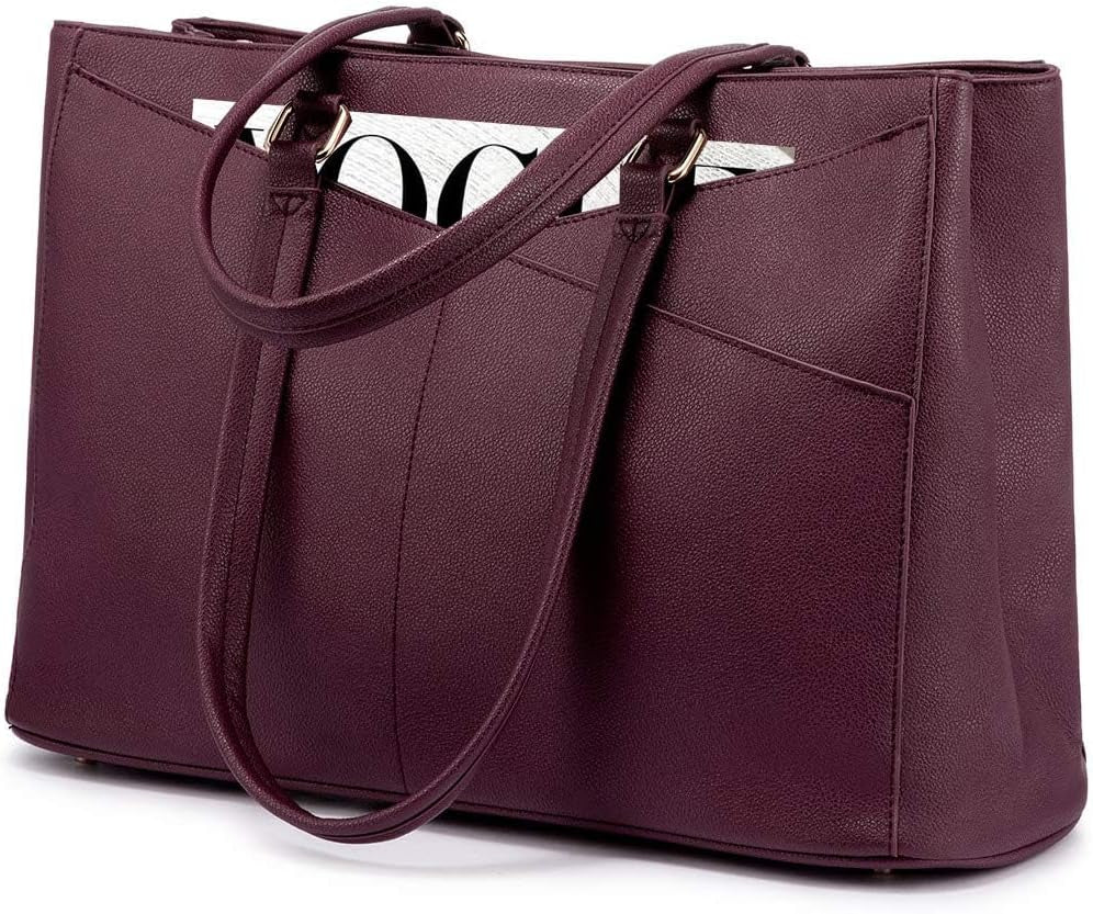 Laptop Tote Bag for Women 15.6 Inch Waterproof Leather Computer Bags Women Business Office Work Bag Briefcase Purple