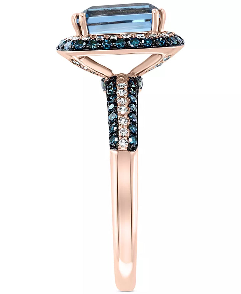 EFFYÂ® London Blue Topaz (2-1/5 Ct. T.W.) & Diamond (1/2 Ct. T.W.) Statement Ring in 14K Rose Gold