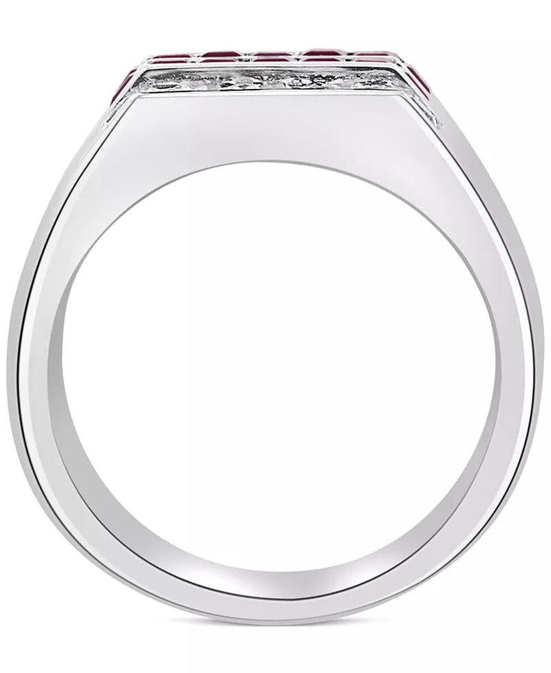 EFFYÂ® Men'S Ruby (1 Ct. T.W.) & White Sapphire (1-1/4 Ct. T.W.) Ring in Sterling Silver