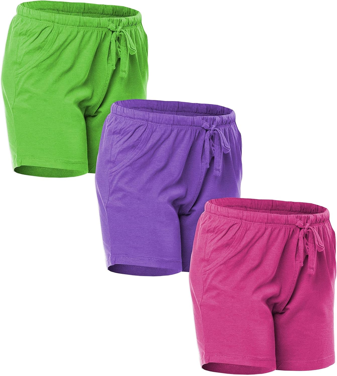 Women'S Multi -Pack Cotton Sleep Pajama Shorts with Pockets & Drawstring