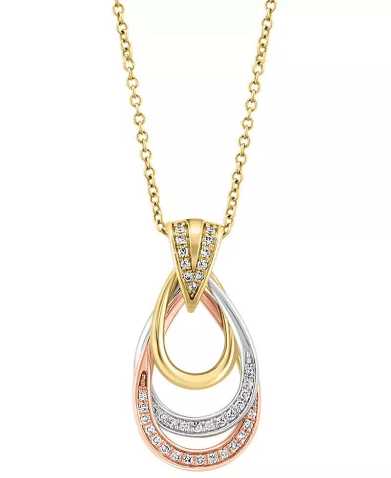 EFFYÂ® Diamond Interlocking Open Drop Pendant Necklace (1/6 Ct. T.W.) in 14K Tricolor Gold