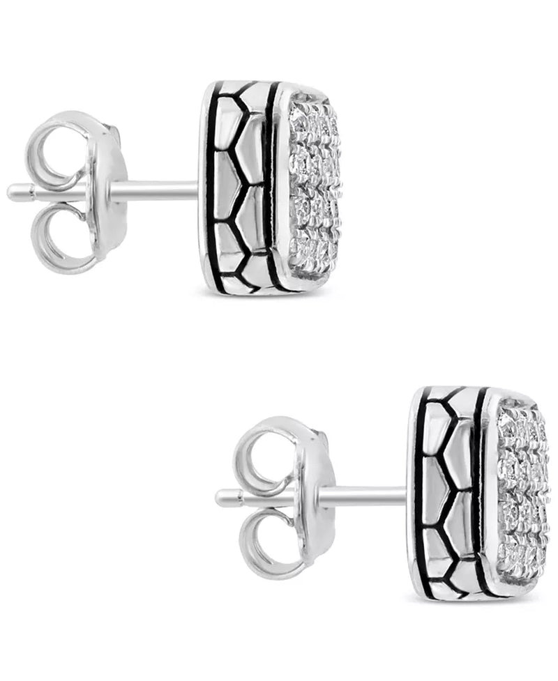 EFFYÂ® Men'S White Sapphire Square Cluster Stud Earrings (5/8 Ct. T.W.) in Sterling Silver