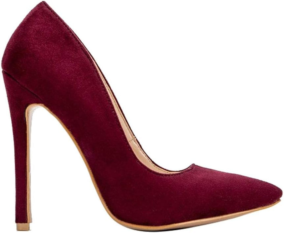 Burgundy Suede High Heels Pumps