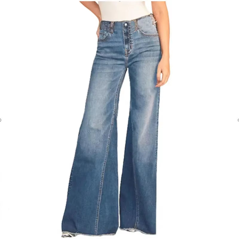 Vintage Y2K Fringe Tassel Low-Rise Slim Hip Bell-Bottom Mom Jeans Streetwear Loose Wide Leg Distressed Flare Melody Denim Pants