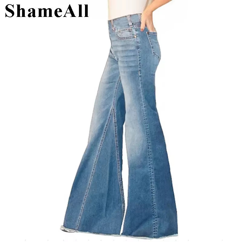 Vintage Y2K Fringe Tassel Low-Rise Slim Hip Bell-Bottom Mom Jeans Streetwear Loose Wide Leg Distressed Flare Melody Denim Pants