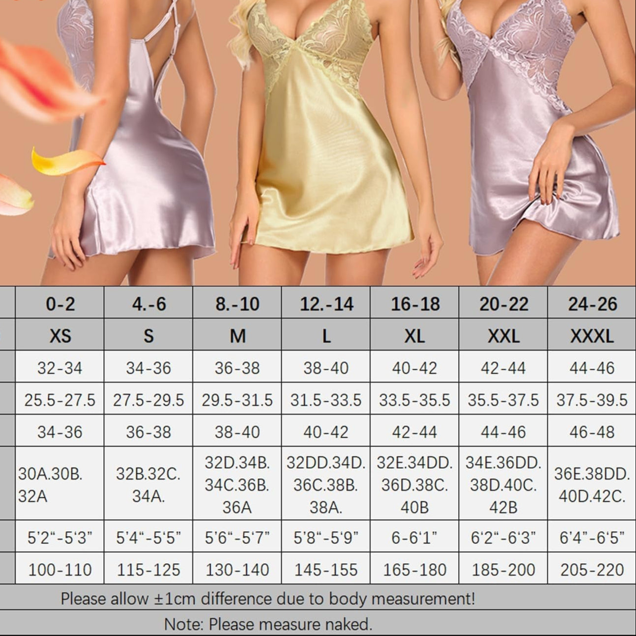 Women Lingerie V Neck Nightwear Satin Sleepwear Lace Chemise Mini Teddy